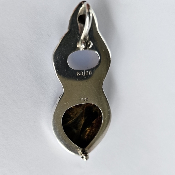 Vintage Sajen Sterling Silver -Pietersite -Chalcedony- Opal Statement Necklace - Picture 3 of 3